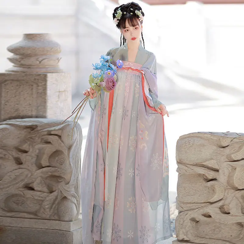 

Li Song's Tang style revives the full chest Han dress women's one piece perforated Confucian skirt