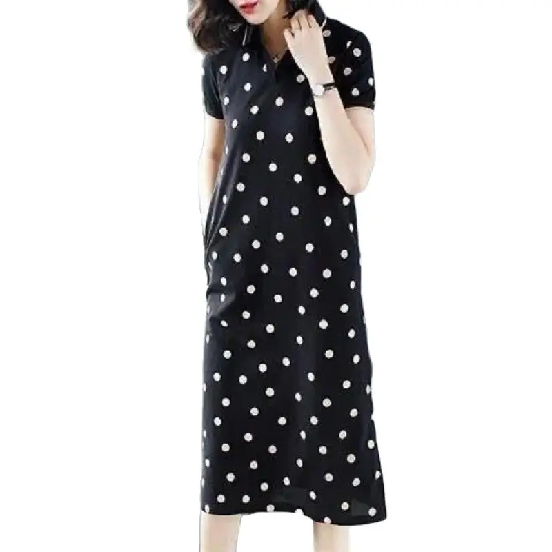 

Платье с коротким рукавом, модное платье, новинка 2021, облегающее платье-рубашка, женское платье средней длины с лацканами, свободное платье ...