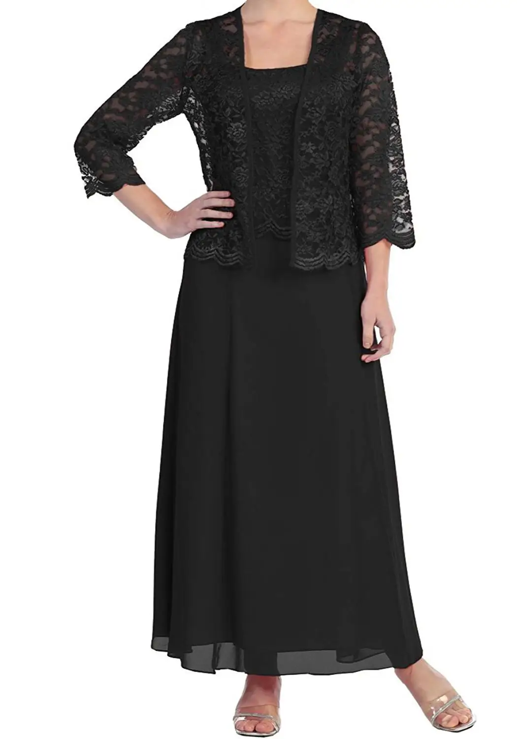 Женское элегантное кружевное платье из 3 предметов для матери невесты с курткой