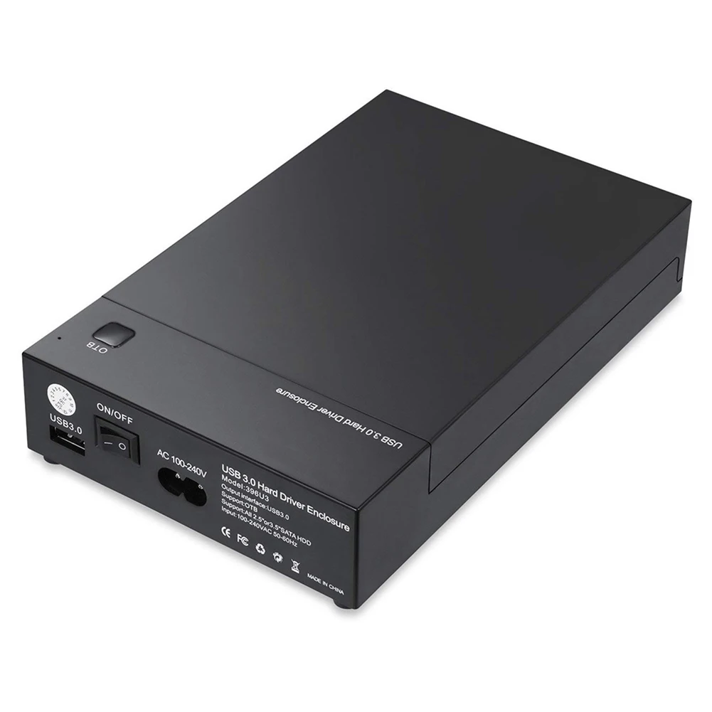 

396U3 External Hard Drive Enclosure 3.5 Inch USB 3.0 to SATA III Lay Flat Hard Drive Docking Station for 2.5 3.5 inch HDD SSD
