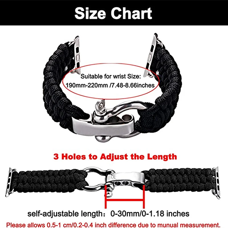 Watchbands For Apple Watch 7 6 Band 44mm SE Strap 40mm 45mm Nylon Rope Stainless Steel Shackle Bracelet For iWatch 3 42mm 38mm