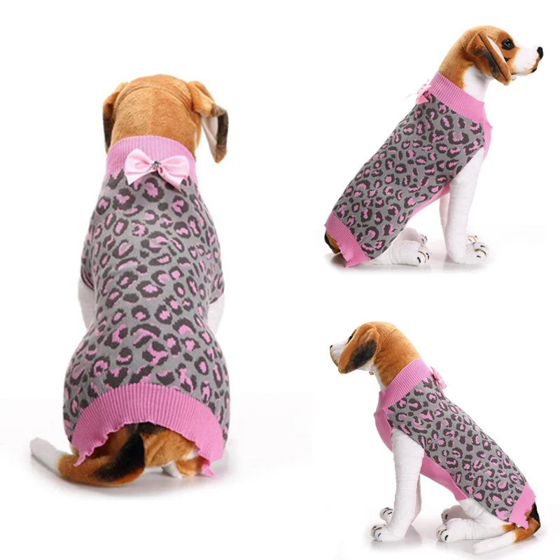Рождественские свитера для кошек и собак с леопардовым бантом женская