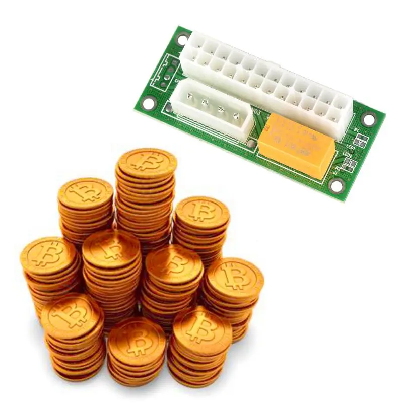 

2021 Новый Add2psu VER004 ATX 24Pin к Molex 4Pin Dual PSU источник питания синхронизация стартер удлинитель Кабель карта для майнера BTC