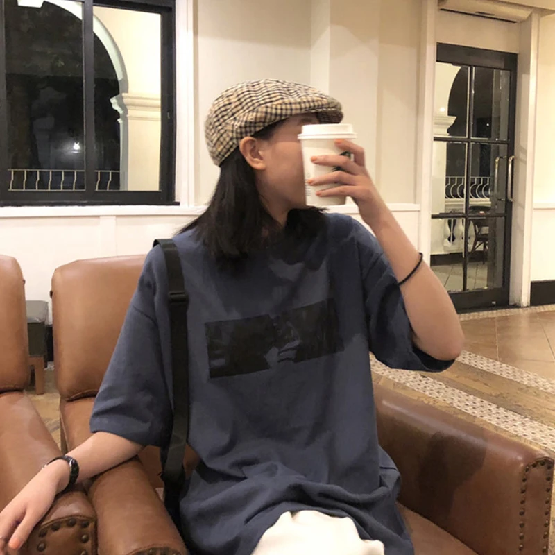 Женские футболки с принтом в стиле ретро уличная одежда Корейском круглым