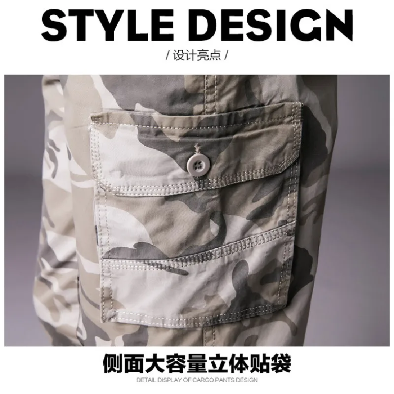 

2021 men's cotton pants loose Multi Pocket men's work clothes camouflage large casual pants size: l -- 5XL