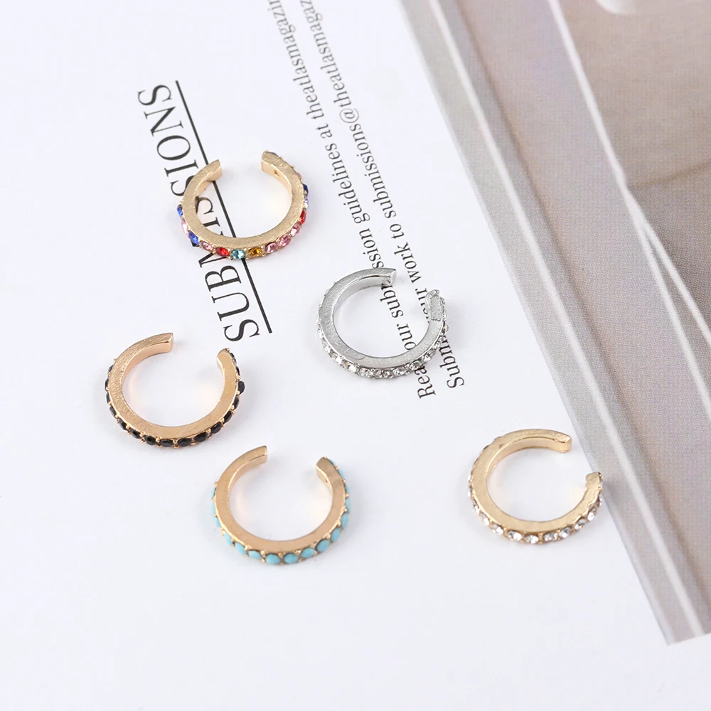 Женские и мужские минималистичные серьги клипсы с фианитами корейские золотые