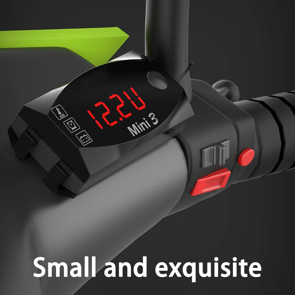 

3 In 1 Universal Motorcycle Electronic Clock Thermometer Voltmeter 12V IP67 Waterproof Dust-proof LED Watch Digital Display