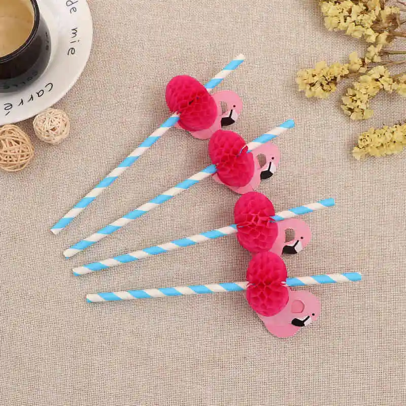 Blue Straws 10pcs 6 шт./лот Фламинго попкорн коробка дети день рождения поставки Фламинго коробки с днем рождения коробки для попкорна Фламинго вечерние поставки - Цвет: Blue Straws 10pcs
