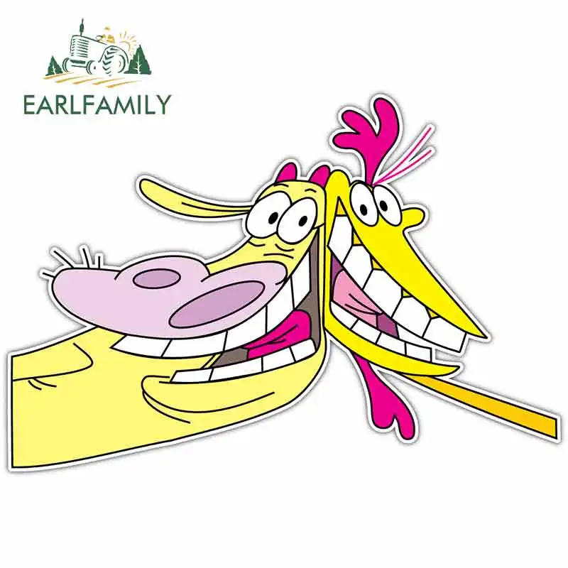 EARLFAMILY 13cm x 9cm for Cow and Chicken Kids Cartoon Car Stickers Vinyl JDM Bumper Trunk Truck Graphics DIY RV VAN Fine Decal |