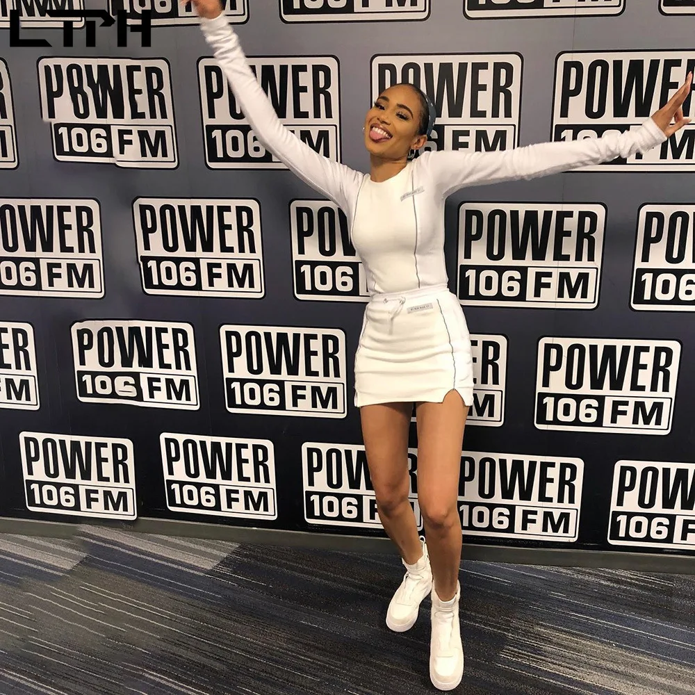 

2020 Summer Hot sale New tracksuit women two piece outfits fashion O-Neck Reflective splice streetwear Casual split skirt set