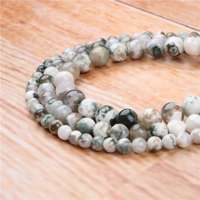 

4/6/8/10/12mm Tree Grain Agate Natural Stone Beads Loose Stone Round Beads For DIY Jewelry Bracelet Necklace Make