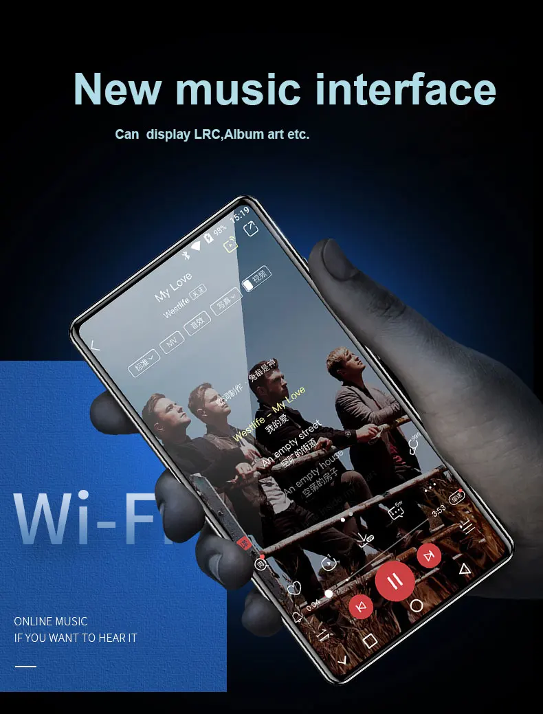 JWD orginial wifi Bluetooth MP4 плеер MP3 MP5 воспроизведение музыки ips полный сенсорный экран 5,0 дюймов