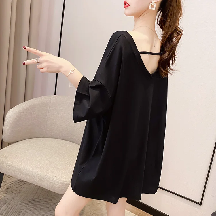 

Houthion Cartoon Print Women's T-shirt Short Sleeve Top Loose Plus Size Tshirt Fashion Casual New Korean V-neck T Shirt Summer