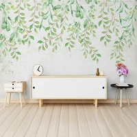 custom mural 3d hand painted watercolor green leaves fresco pastoral living bedroom bedside dining room photo wall paper tapety