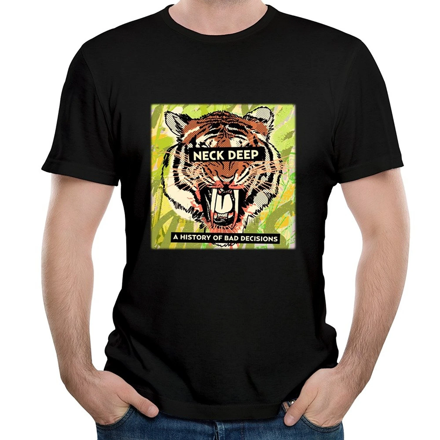 Мужская и Song дробления горя шеи Глубокий рок группа короткий рукав Футболка