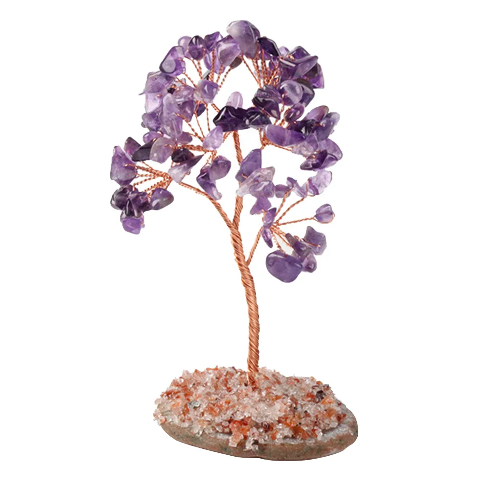 Mini Handmade Tabletop Money Tree Wealth Fortune Natural Crystal Feng Shui Craft Good Luck Ornaments Decorative Home Office Gift | Дом и сад