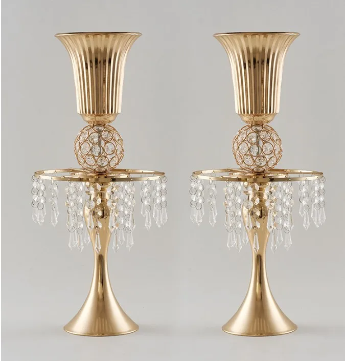

wedding venue decoration iron road lead crystal wedding table centerpieces crystal rack flower vase stand iron Candlestick