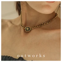 outworks 2021 new hip hop six pointed star compass drop oil trend fashion necklace for women girl party gift jewelry