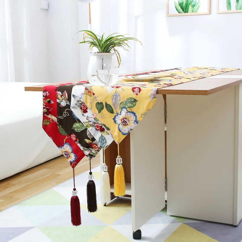 

New Chinese Classical Cotton Linen Cloth Art Simple Luxury Flower Table Flag Tv Shoe Cabinet Towel Cover Cloth