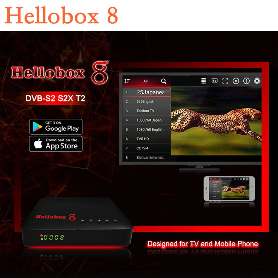 Hellobox 8 приемник спутникового DVB-T2 DVB S2 комбо ТВ Box тюнер Поддержка Играть на