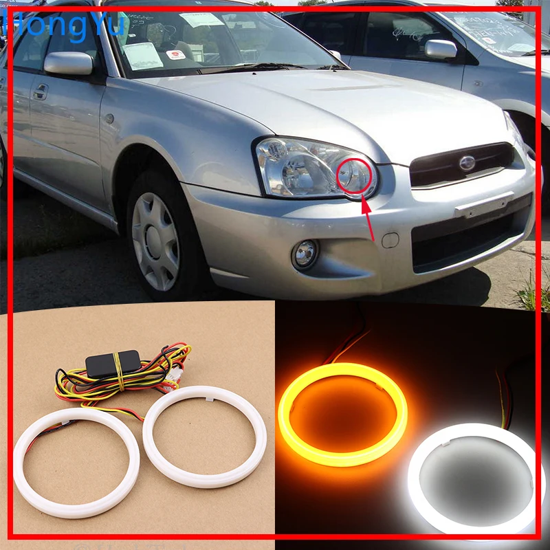 

Cotton Switchback LED White Amber Angel Eye Halo Rings DRL turn signal light for Subaru Impreza 2002 2003 2004 2005