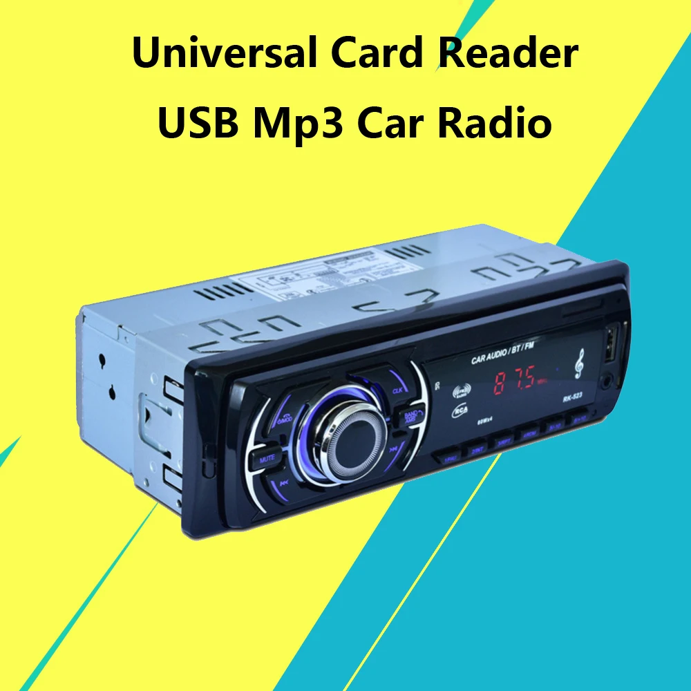 Rk 523 12 в 1 Din универсальный автомобильный стерео MP3 плеер Bluetooth кардридер USB флеш