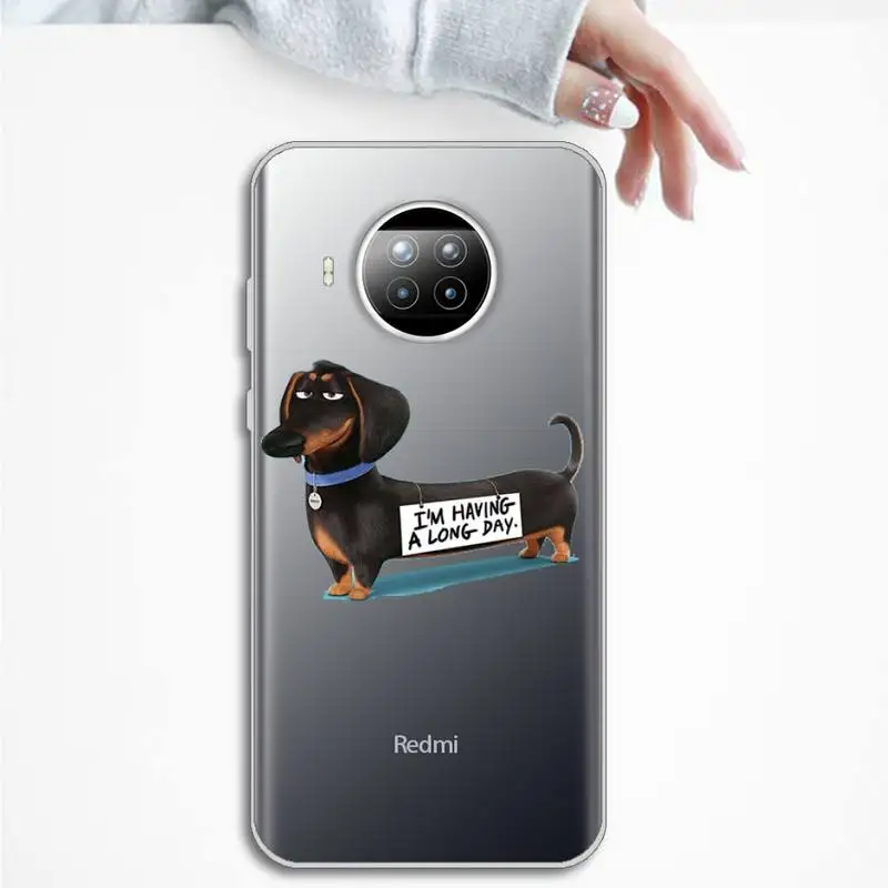 

Dachshund Dog Heart Love Kawaii Phone Case Transparent Clear for Xiaomi Redmi note 10 t 8 9 pro lite 11