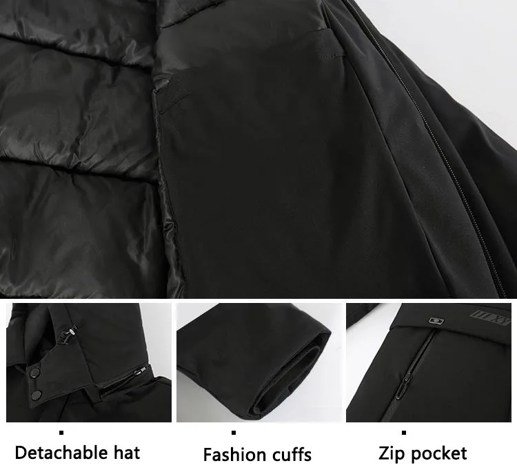 New Winter Down Jacket Male High Quality Waterproof Thick Warm Long Cotton Coat Male Detachable Cap Winter Parkas
