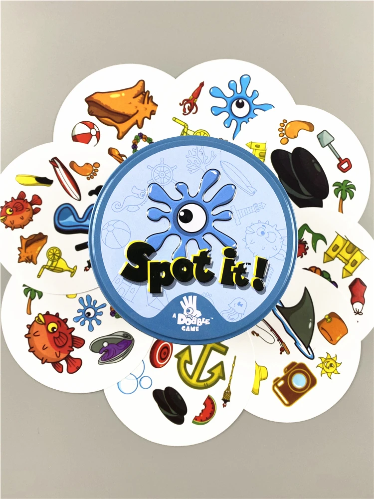 Caja de Metal de alta calidad, cartas de juego de garabatos, animales, Spot It, Hip Hop, versi&oacute;n en ingl&eacute;s, juego de garabatos en carretera, 83mm-1