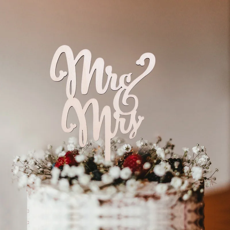1 шт. Mr Mrs торт Топпер DIY лазерная резка дерева Топпер для торта Love для свадебного торта украшения выступает поставок СР реквизит для фото вечеринок