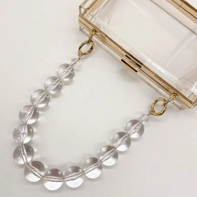 

30CM Acrylic Transparent Bead Bag Chain Exquisite High Translucent Handle Bead Chain Jewelry Women Bag Shoulder Strap Bag Chain