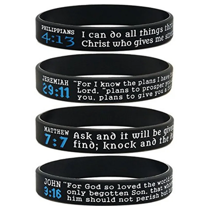 1PCS JESUS Cross Bible Scriptures Christian Religious Philippians JEREMIAH MATTHEW sport silicone RUBBER bracelet wristband | Украшения и