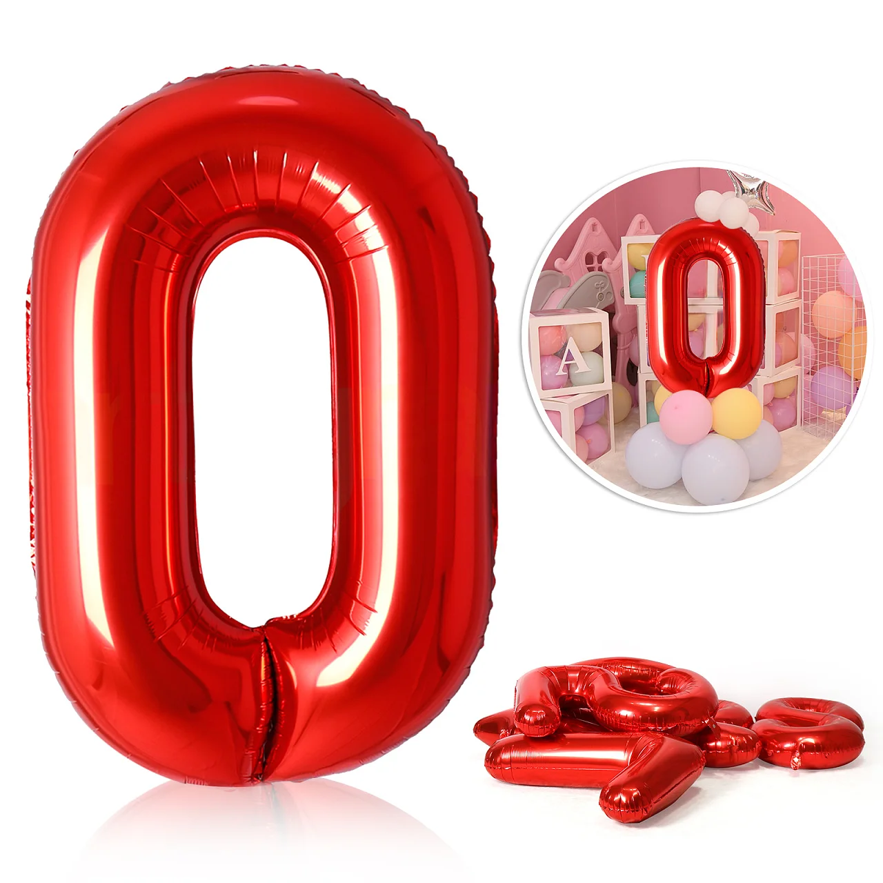 Воздушные шары из Красной фольги 40 дюймов 0-9 | Дом и сад