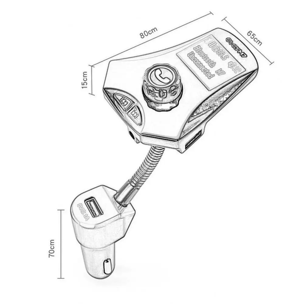 

M7 Car Wireless Handsfree MP3 Music Player Support U Disk/TF Card FM Modem Kit Dual USB Charger AUX Connection