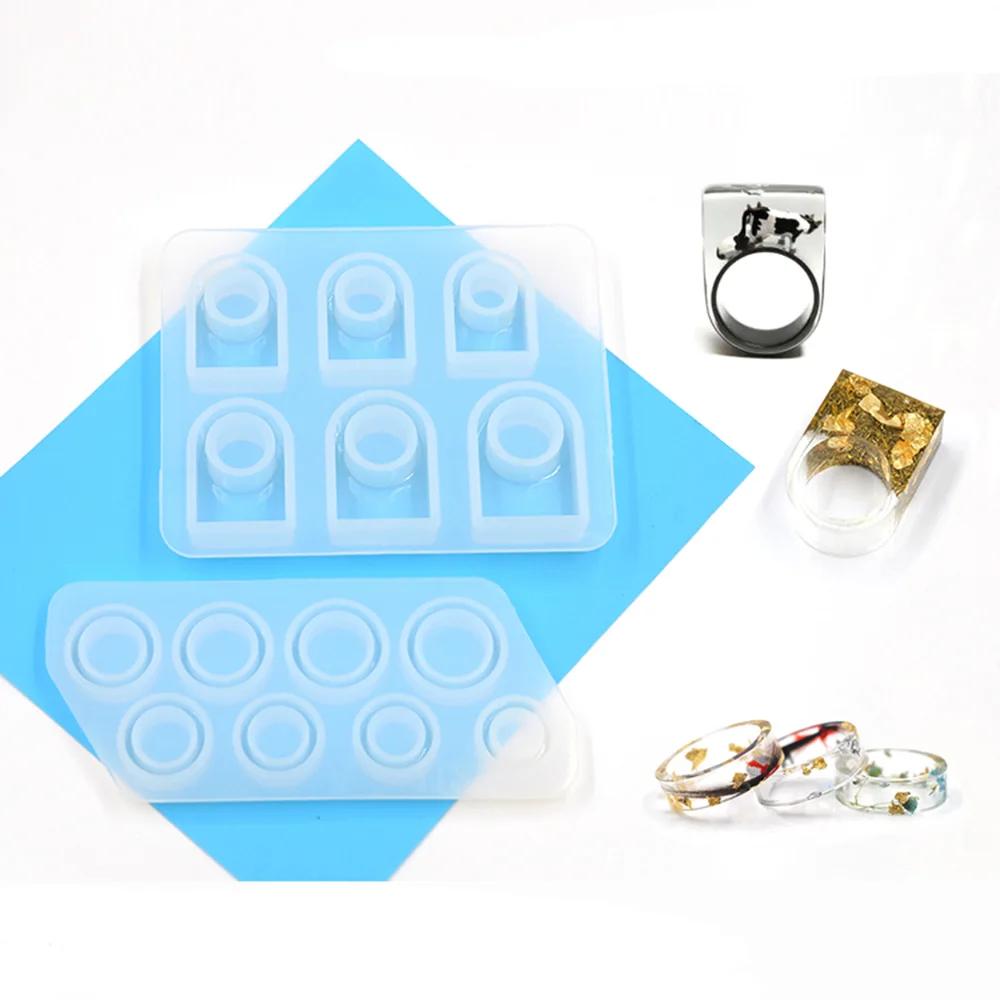 

1pcs Flat/Square Ring Silicone Resin Mold Different Sizes DIY Charms Jewelry Pendant Accessories Collections Epoxy Resin Mold