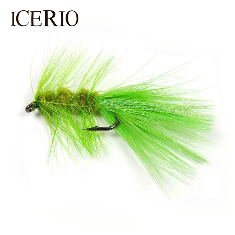 ICERIO 6PCS #6 Woolly Bugger Streamer Flies Salmon Fly Fishing Lures | Спорт и развлечения