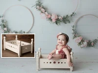 40cm mini newborn baby photo props wood bed retro nostalgia old furniture crib infant posing shoot accessory sofa chair kid toy