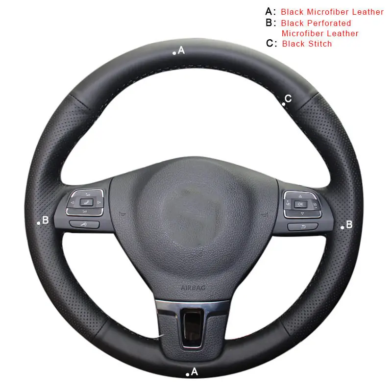 Microfiber Leather Авто оплетка на руле Крышка для Volkswagen VW Golf Tiguan Passat B7 Passat CC Touran Jetta Mk6 автомобильные чехлы автостайлинг - Название цвета: Microfiber Leather