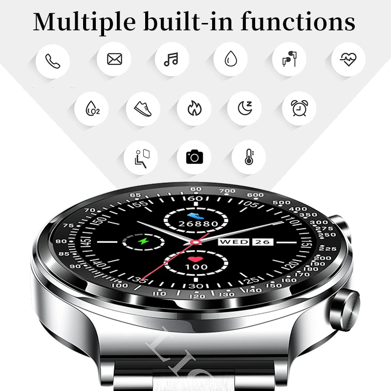 LIGE 2021 New Luxury Fashion Business Smart Watch Men's Bluetooth Call Local Music Heart Rate Monitoring Men's Smart Watch + Box
