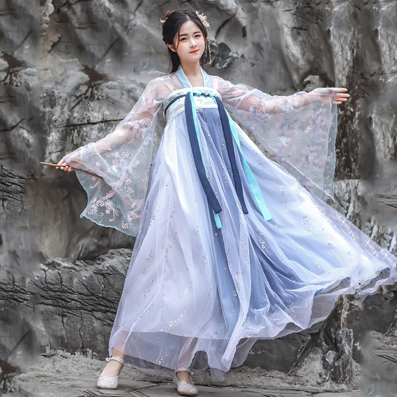 

Traditional Chinese Clothing Women Hanfu Fairy Dress Ancient Princess National Stage Folk Dance Costumes Festival Outfit SL2809