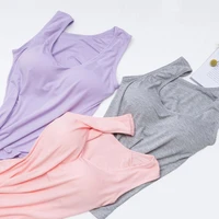 womens summer 2021 new tanks tops shirt modal underwear plus size female t shirt camisole blouse built in bra