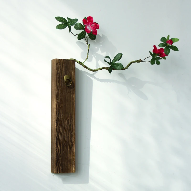 

GIEMZA Wood Vase Tea Room Decoration Wall-mounted Vase Scandinavian Decor Dried Flowers Original Wooden Hollow Pole