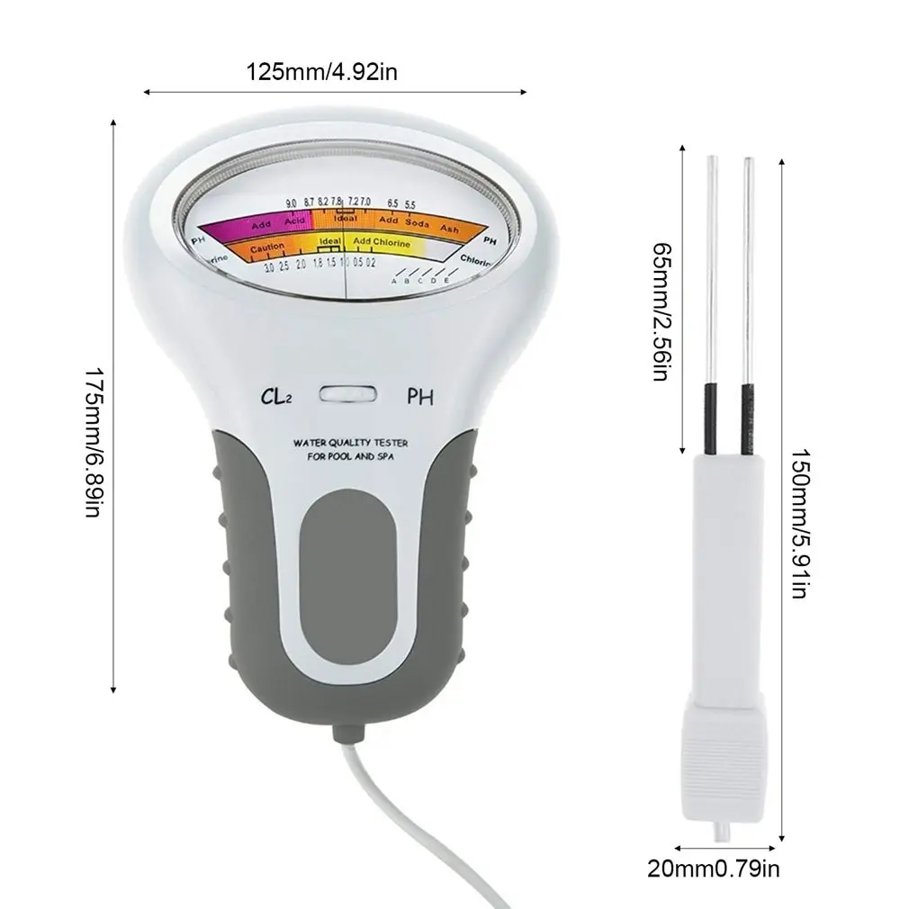 

2 in 1 PH Chlorine Meter Tester PC-101 PH Tester Chlorine Water Quality Testing Device CL2 Measuring For Pool Aquarium