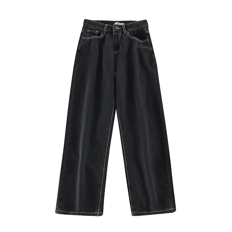 

Autumn and Winter Korean Style Loose Velvet Padded Cowboy Straight-Leg Pants Female Little by Age High-waisted Slimming Drape