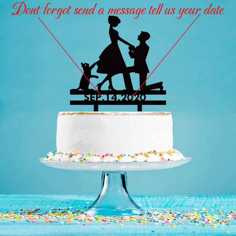 Пользовательские Свадьба Дата Жених предложить брак торт Топпер для свадебного