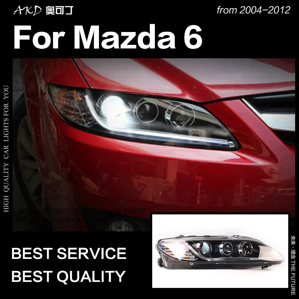 AKD автомобильный Стайлинг для Mazda 6 фары 2004-2012 светодиодные Mazda6 ДХО Hid Angel Eye