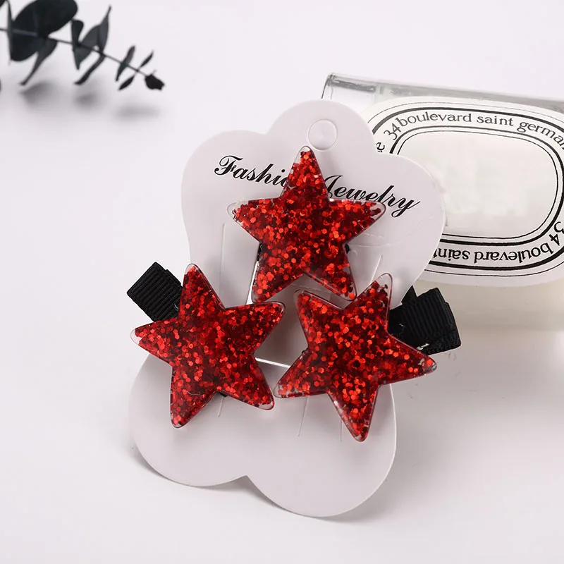 

3PCS/Set Fashion Love Hair Clips Safety Elastic Hair Band Cute Headwear Acrylic Colorful Children Girls Gift Star Kids