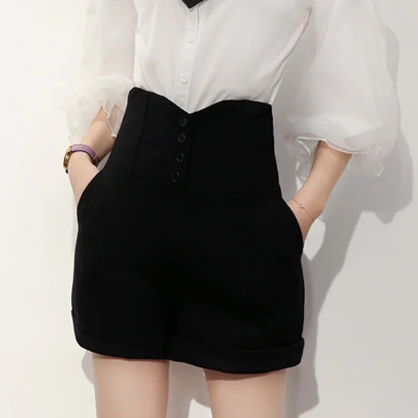 

Shorts New Korean Style Elegant Women's High Waist Wide Leg Pants Loose Hot Pants Nuyoah