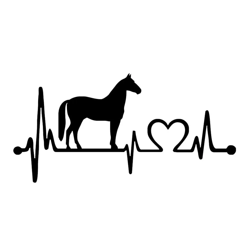 

Personality Car Sticker Fashion Horse Heartbeat Car Window Accessories Cover Scratches Reflective PVC 16cm X 8cm