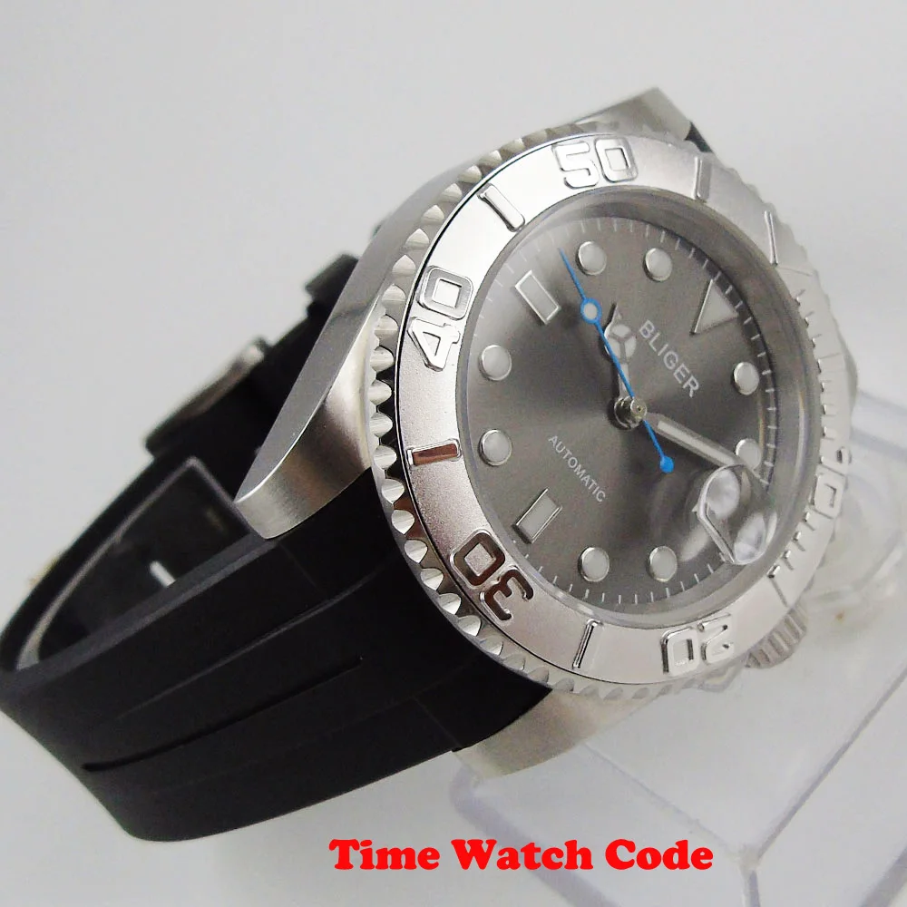 Мужские часы BLIGER с автоматическим перемещением механические черным циферблатом